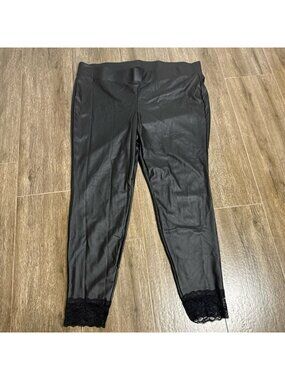 Torrid Faux Leather Leggings Lace Hem Plus Size 3